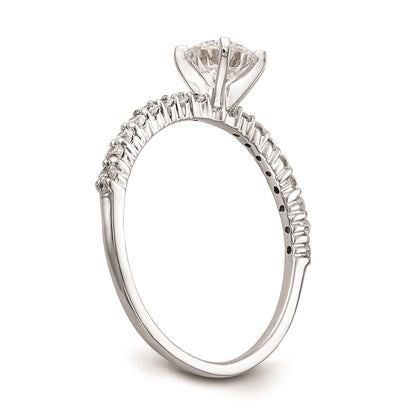 0.21ct. CZ Solid Real 14K White Gold Peg Set Engagement Ring