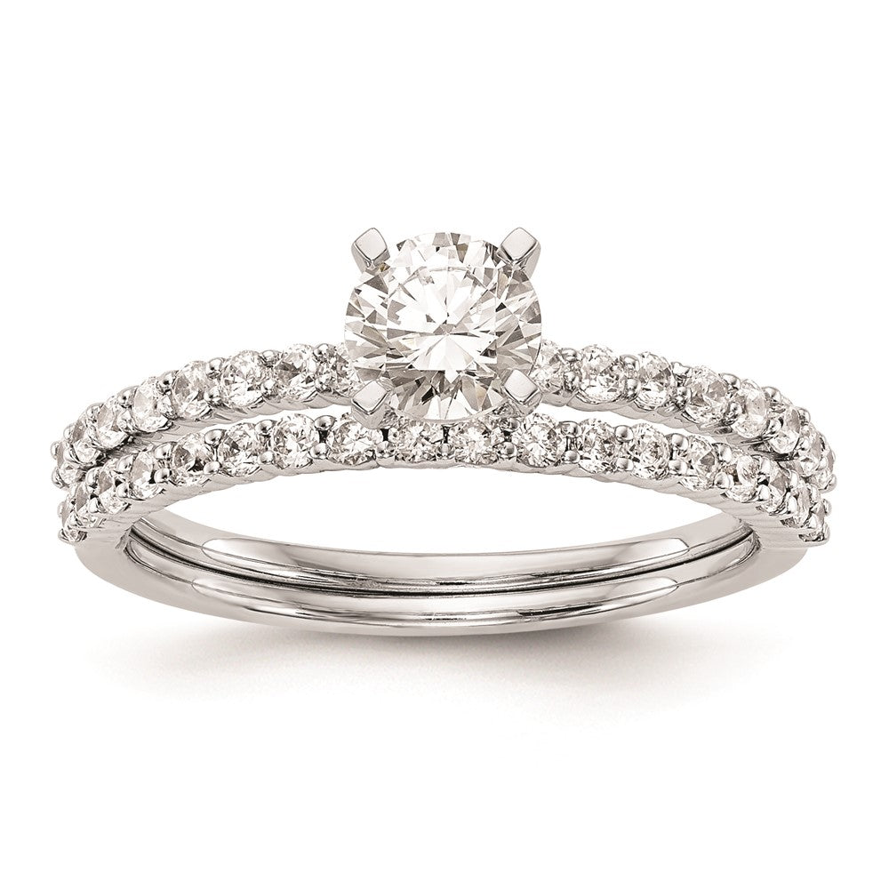0.21ct. CZ Solid Real 14K White Gold Peg Set Engagement Ring