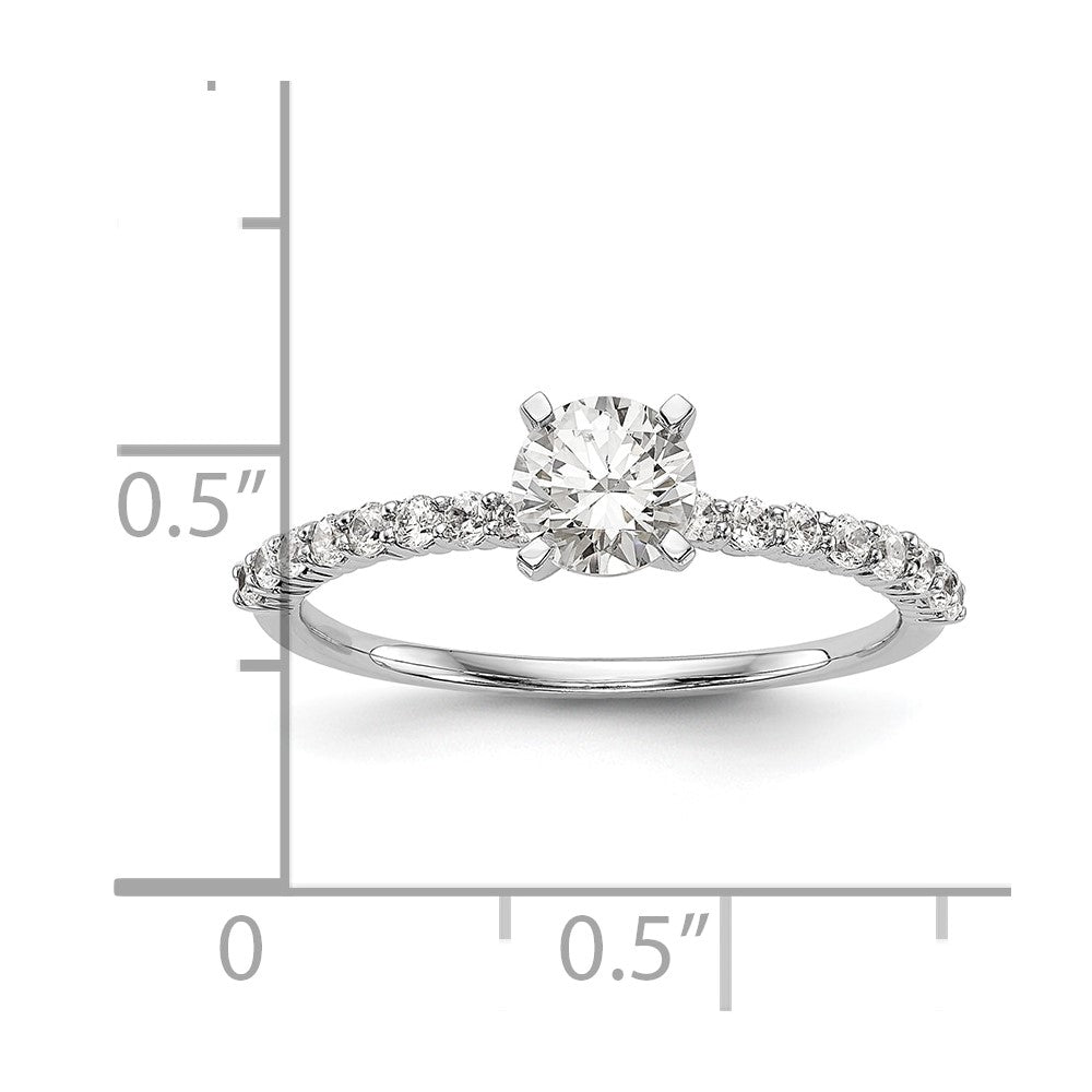 0.21ct. CZ Solid Real 14K White Gold Peg Set Engagement Ring