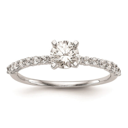 0.21ct. CZ Solid Real 14K White Gold Peg Set Engagement Ring
