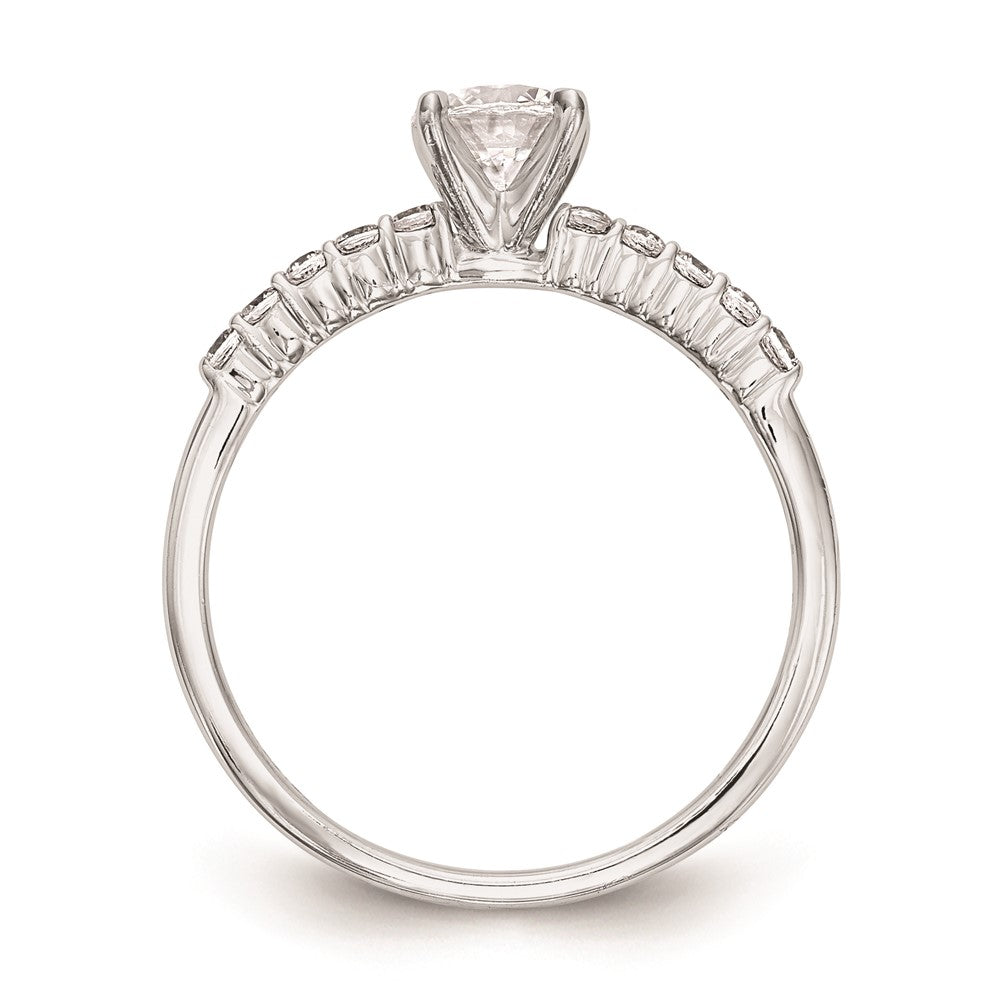 0.24ct. CZ Solid Real 14K White Gold Peg Set Engagement Ring