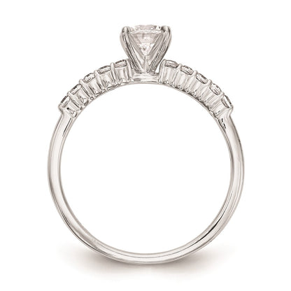 0.24ct. CZ Solid Real 14K White Gold Peg Set Engagement Ring