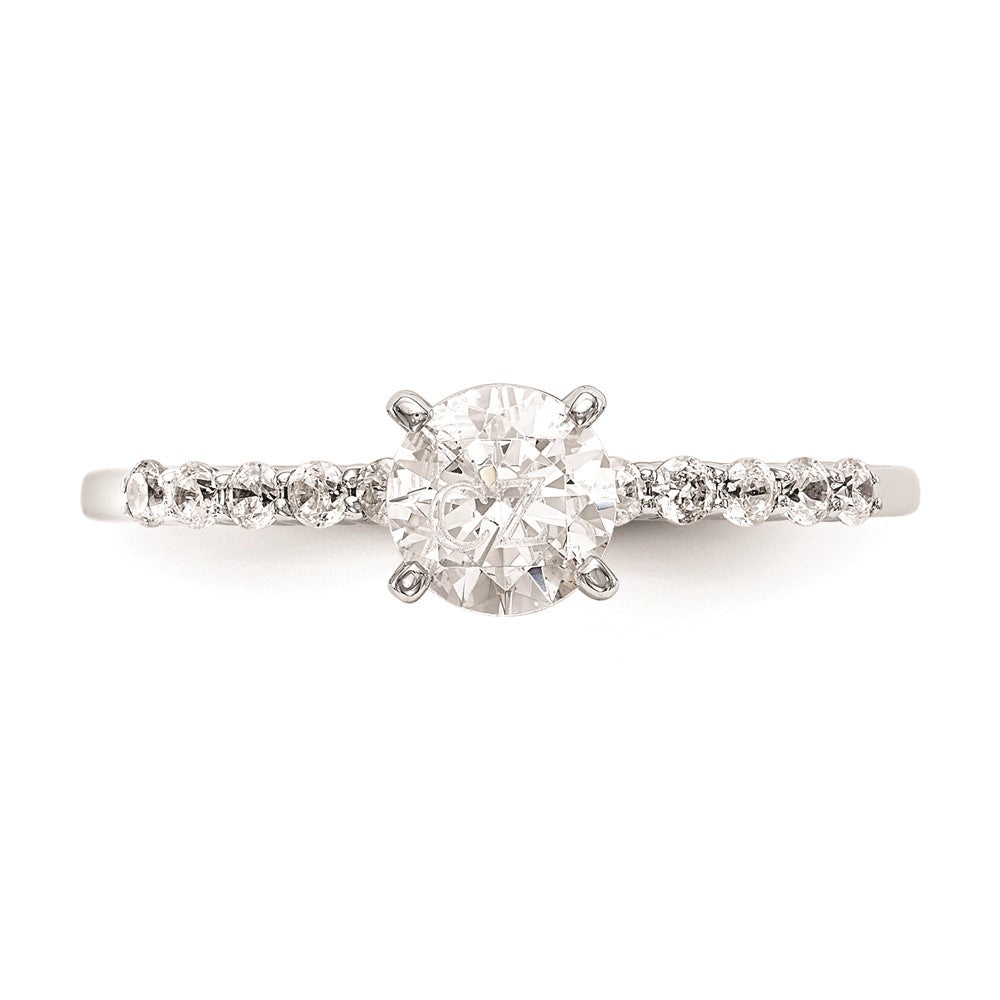 0.24ct. CZ Solid Real 14K White Gold Peg Set Engagement Ring