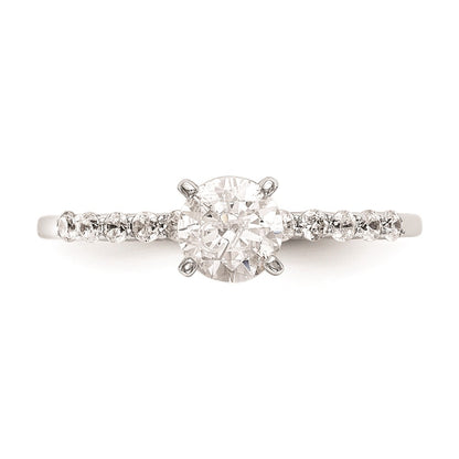 0.24ct. CZ Solid Real 14K White Gold Peg Set Engagement Ring
