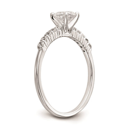 0.24ct. CZ Solid Real 14K White Gold Peg Set Engagement Ring