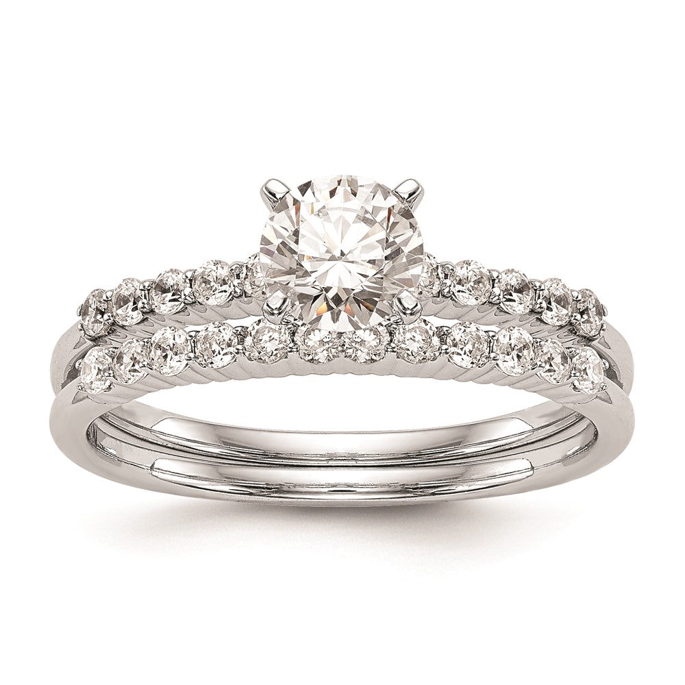 0.24ct. CZ Solid Real 14K White Gold Peg Set Engagement Ring