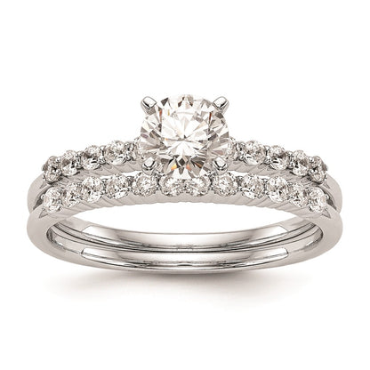 0.24ct. CZ Solid Real 14K White Gold Peg Set Engagement Ring