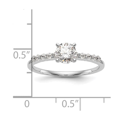 0.24ct. CZ Solid Real 14K White Gold Peg Set Engagement Ring
