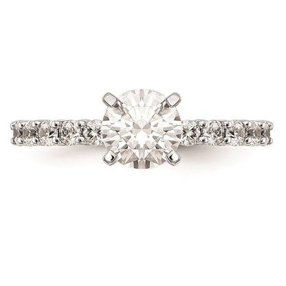 0.42ct. CZ Solid Real 14K White Gold Peg Set Engagement Ring