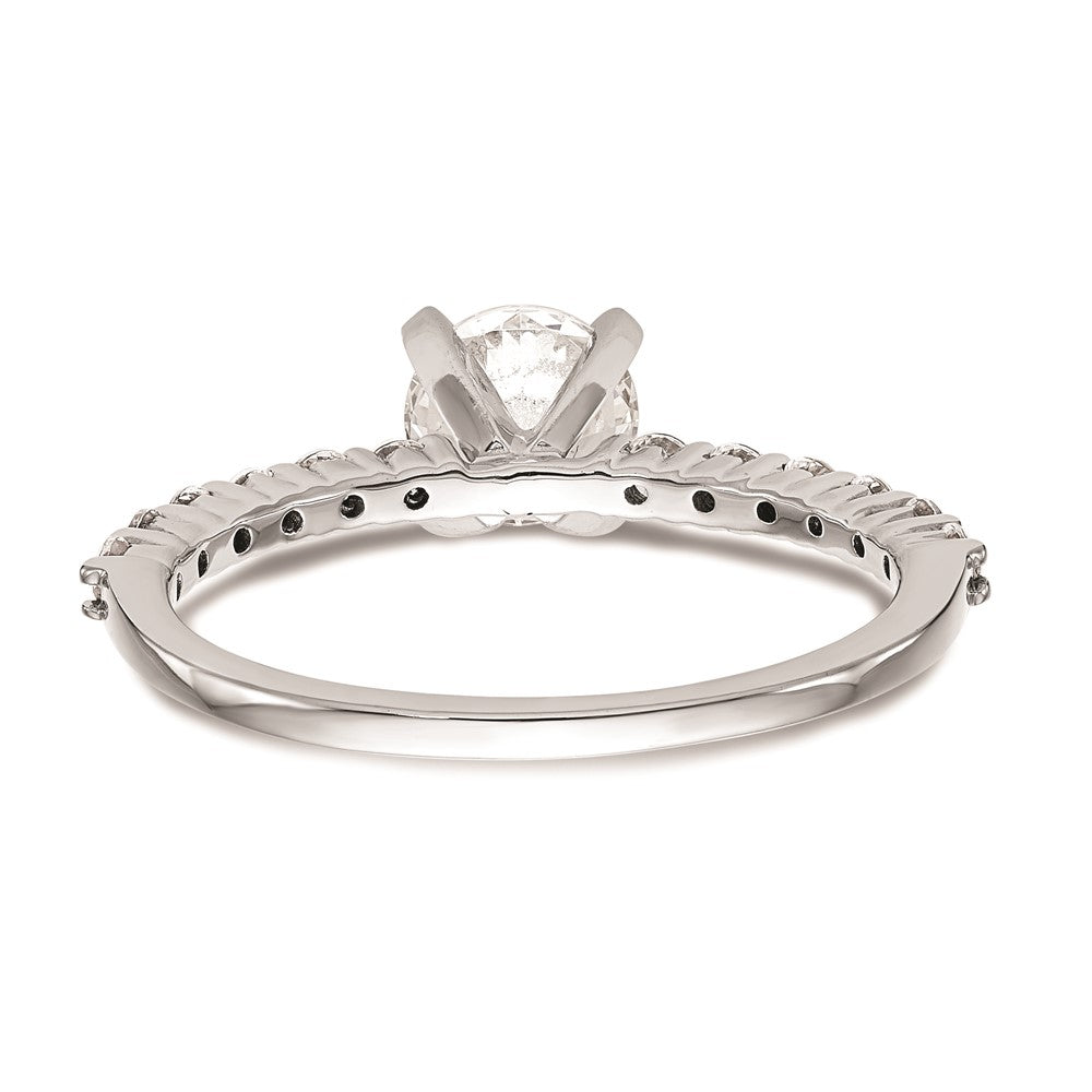 0.42ct. CZ Solid Real 14K White Gold Peg Set Engagement Ring