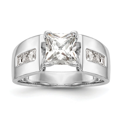 0.38ct. CZ Solid Real 14K White Gold Peg Set Engagement Ring