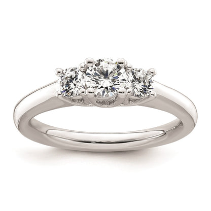 0.25ct. CZ Solid Real 14K White Gold 3-Stone Engagement Ring