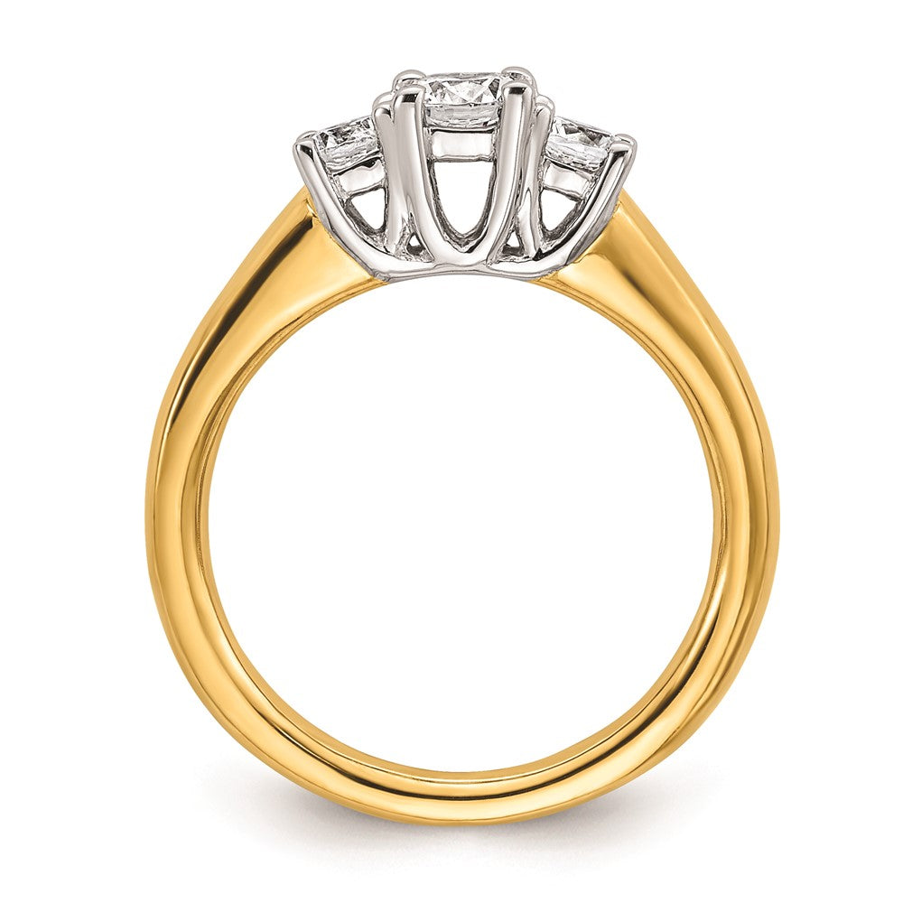 0.38ct. CZ Solid Real 14K Two-tone 3-Stone Engagement Ring