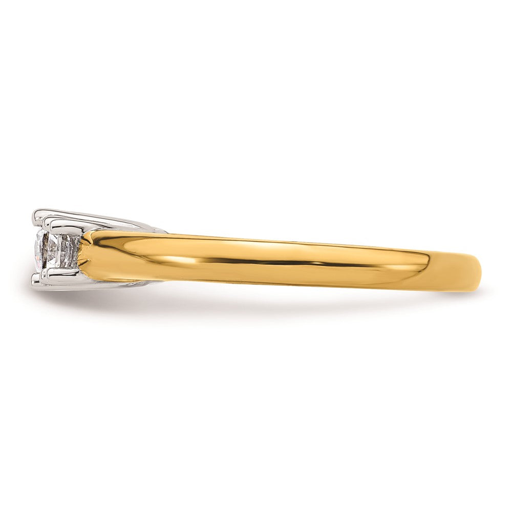0.38ct. CZ Solid Real 14K Two-tone 3-Stone Engagement Ring