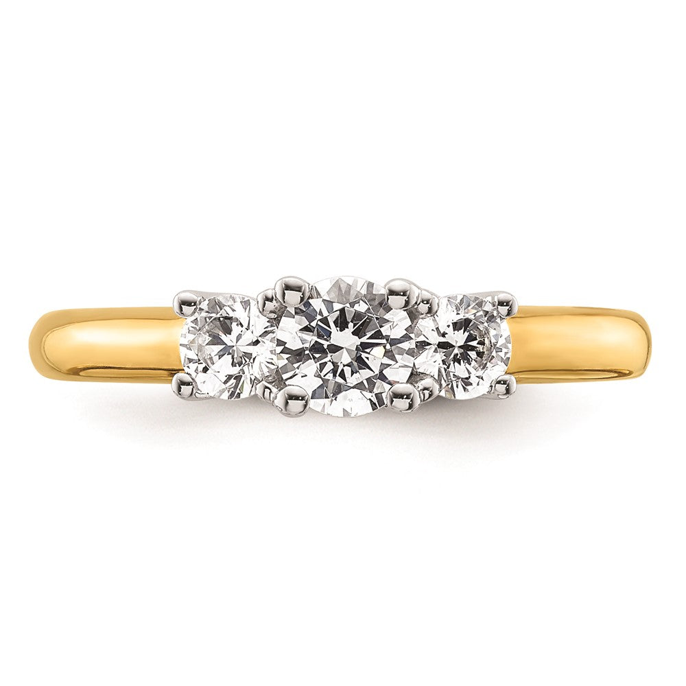 0.38ct. CZ Solid Real 14K Two-tone 3-Stone Engagement Ring