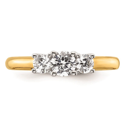 0.38ct. CZ Solid Real 14K Two-tone 3-Stone Engagement Ring