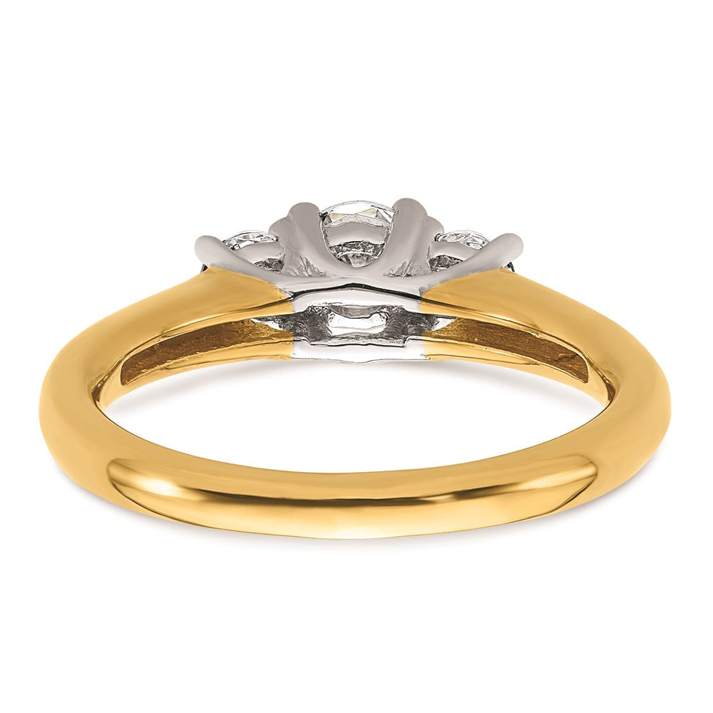 0.38ct. CZ Solid Real 14K Two-tone 3-Stone Engagement Ring