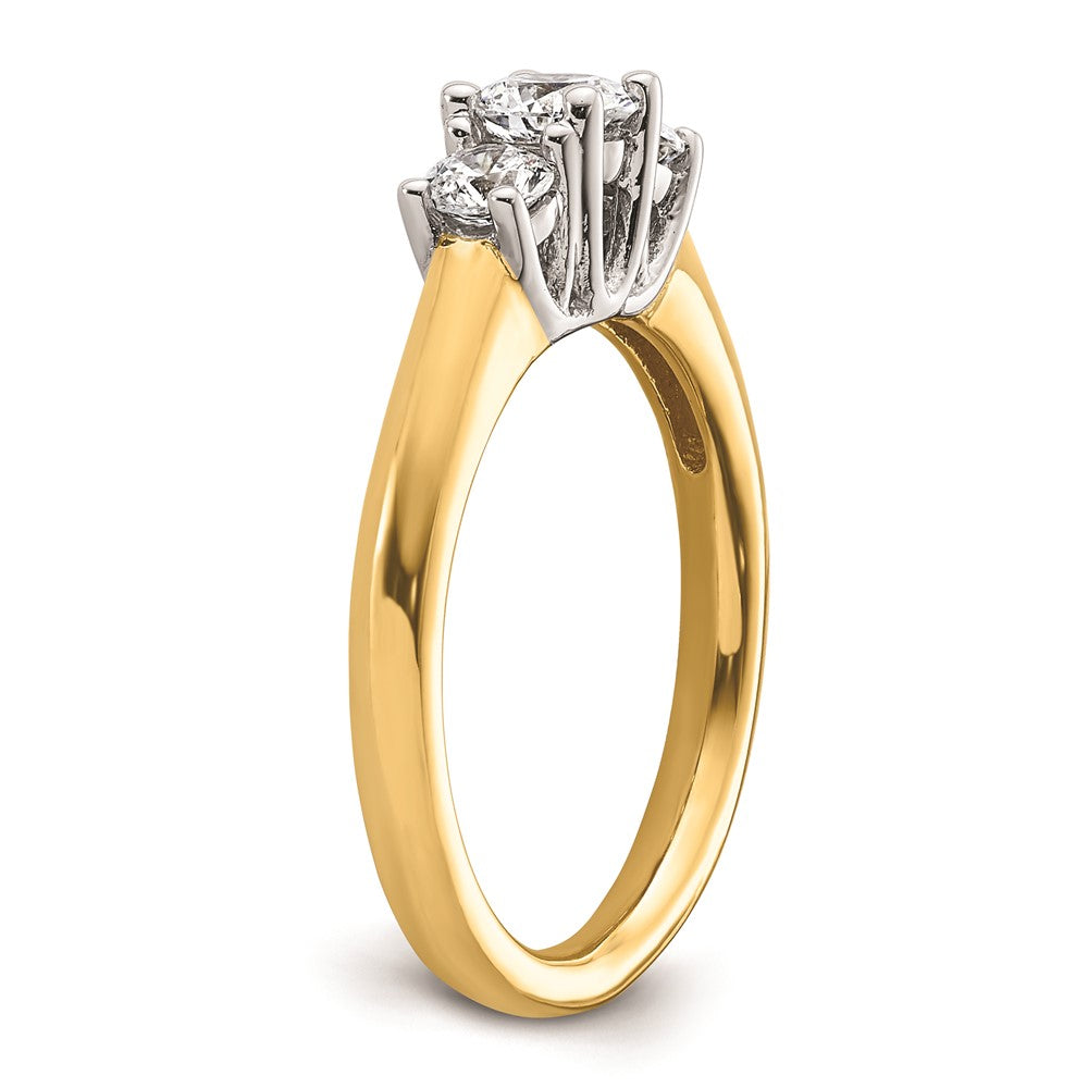 0.38ct. CZ Solid Real 14K Two-tone 3-Stone Engagement Ring