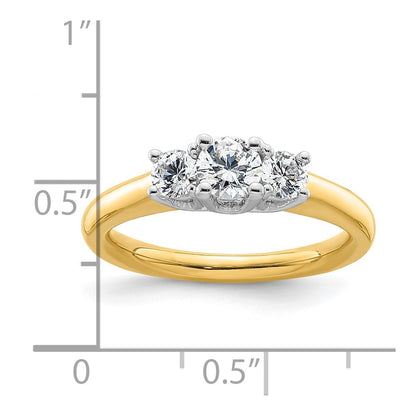 0.38ct. CZ Solid Real 14K Two-tone 3-Stone Engagement Ring