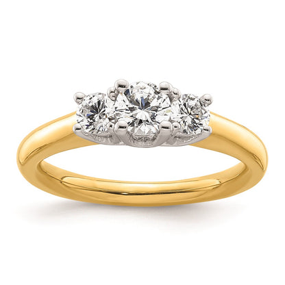0.38ct. CZ Solid Real 14K Two-tone 3-Stone Engagement Ring