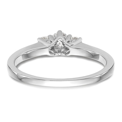 0.15ct. CZ Solid Real 14K White Gold 3-Stone Engagement Ring