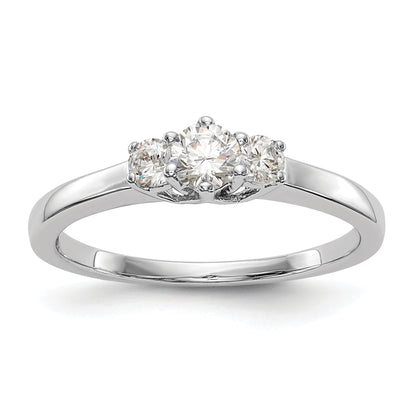 0.15ct. CZ Solid Real 14K White Gold 3-Stone Engagement Ring