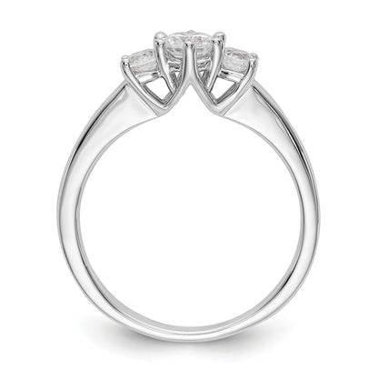 0.20ct. CZ Solid Real 14K White Gold 3-Stone Engagement Ring