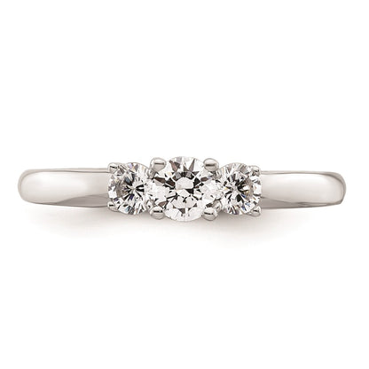 0.25ct. CZ Solid Real 14K White Gold 3-Stone Engagement Ring