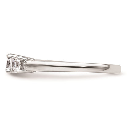 0.38ct. CZ Solid Real 14K White Gold 3-Stone Engagement Ring