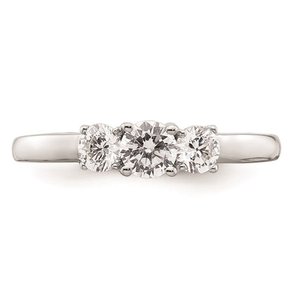 0.38ct. CZ Solid Real 14K White Gold 3-Stone Engagement Ring