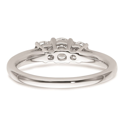 0.38ct. CZ Solid Real 14K White Gold 3-Stone Engagement Ring