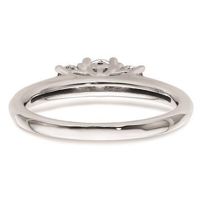 0.25ct. CZ Solid Real 14K White Gold 3-Stone Engagement Ring