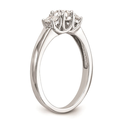 0.25ct. CZ Solid Real 14K White Gold 3-Stone Engagement Ring