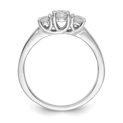 0.25ct. CZ Solid Real 14K White Gold 3-Stone Engagement Ring
