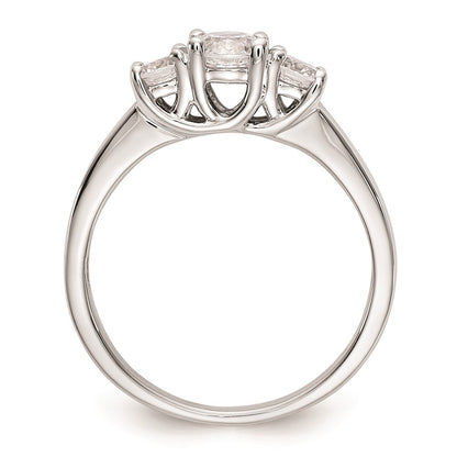 0.38ct. CZ Solid Real 14K White Gold 3-Stone Engagement Ring