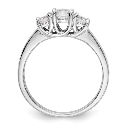 0.38ct. CZ Solid Real 14K White Gold 3-Stone Engagement Ring