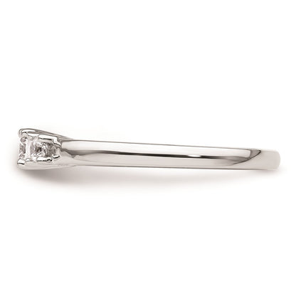 0.17ct. CZ Solid Real 14K White Gold 3-Stone Engagement Ring