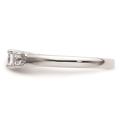 0.25ct. CZ Solid Real 14K White Gold 3-Stone Engagement Ring
