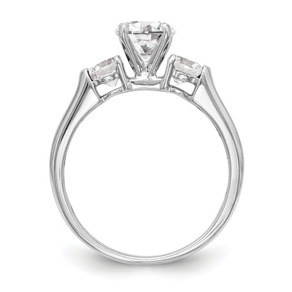0.44ct. CZ Solid Real 14K White Gold 3-Stone Engagement Ring