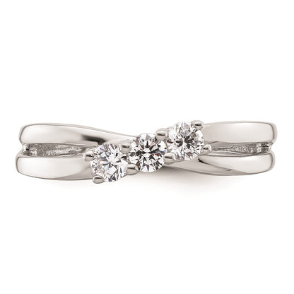 0.33ct. CZ Solid Real 14K White Gold 3-Stone Engagement Ring