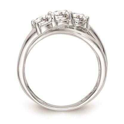 0.88ct. CZ Solid Real 14K White Gold 3-Stone Engagement Ring