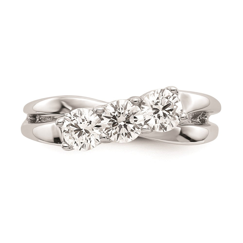 0.88ct. CZ Solid Real 14K White Gold 3-Stone Engagement Ring