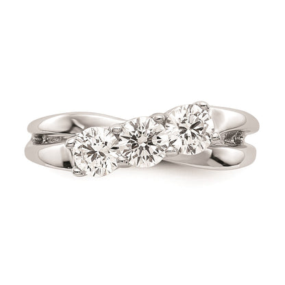 0.88ct. CZ Solid Real 14K White Gold 3-Stone Engagement Ring