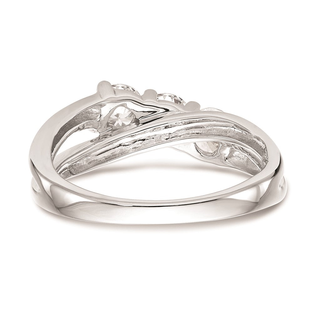 0.88ct. CZ Solid Real 14K White Gold 3-Stone Engagement Ring