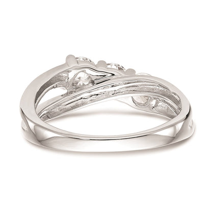 0.88ct. CZ Solid Real 14K White Gold 3-Stone Engagement Ring