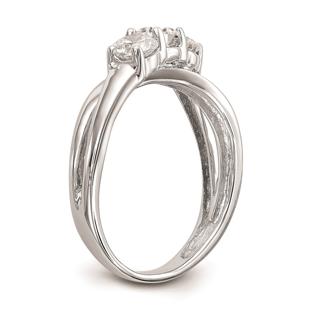 0.88ct. CZ Solid Real 14K White Gold 3-Stone Engagement Ring