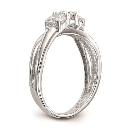 0.88ct. CZ Solid Real 14K White Gold 3-Stone Engagement Ring