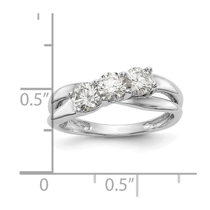 0.88ct. CZ Solid Real 14K White Gold 3-Stone Engagement Ring