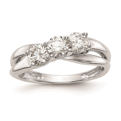 0.88ct. CZ Solid Real 14K White Gold 3-Stone Engagement Ring