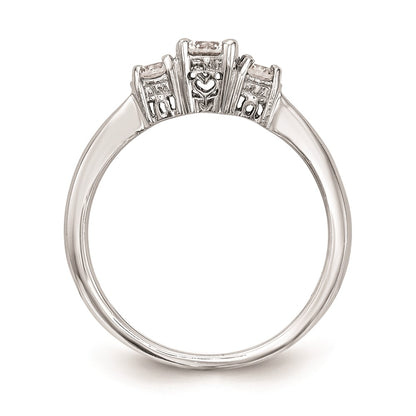 0.33ct. CZ Solid Real 14K White Gold 3-Stone Engagement Ring